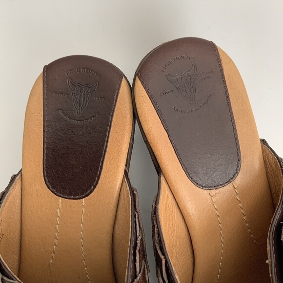 Frye Clogs Leather Slip-on Chunky Braid Studs Logo Shoes Brown 10 - Picture 12 of 15